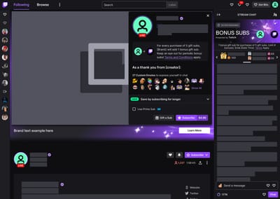 Habillage de chaine sur l'interface twitch aux couleurs du sponsor